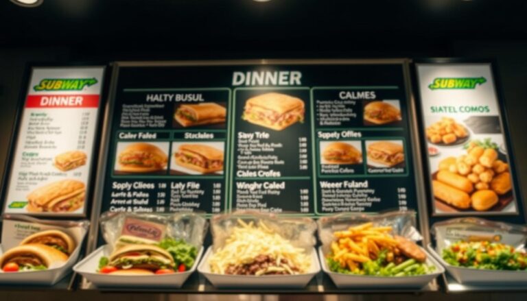 subway dinner menu